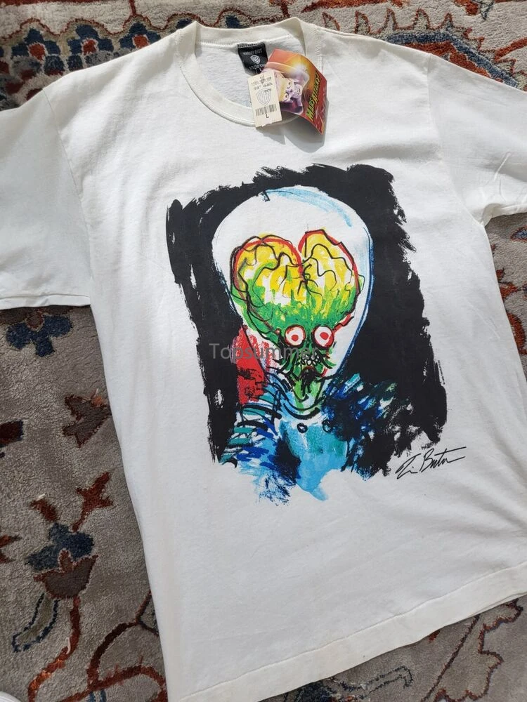 Vintage Anni '90 Tim Burton Mars Attacca La Maglietta Taglia/Grande