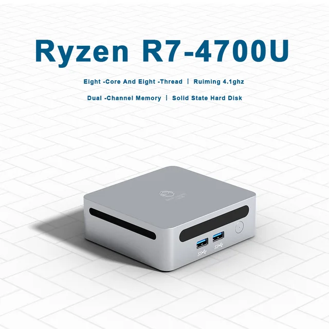 Ordinateur de jeu compact GenMachine Mini PC AMD Ryzen5 4700U 4750U 4800H 4900H avec Windows 11, Ryzen, DDR4 3200Mhz, WiFi6 1