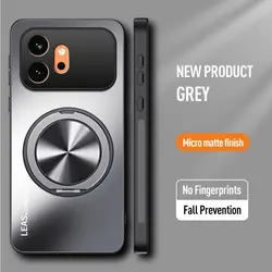 Luxury Frosted Backplane Phone Case with Rotating Bracket and Shockproof Design - Honor 400(global) (Grey)