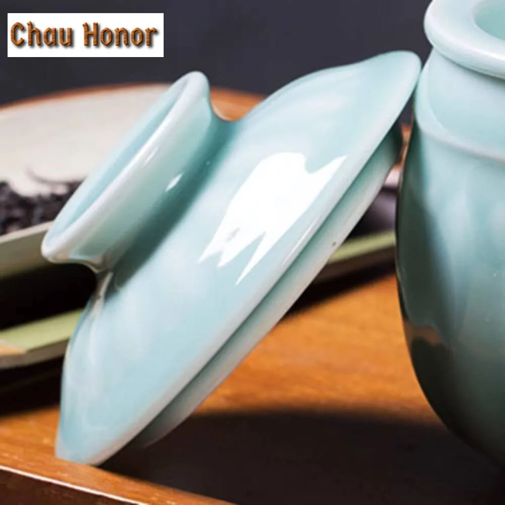 300ml Longquan Celadon Office Mug with Lid Conference Water Jug with Filter Tea Water Separation Ceramic Soaking Cup Gift