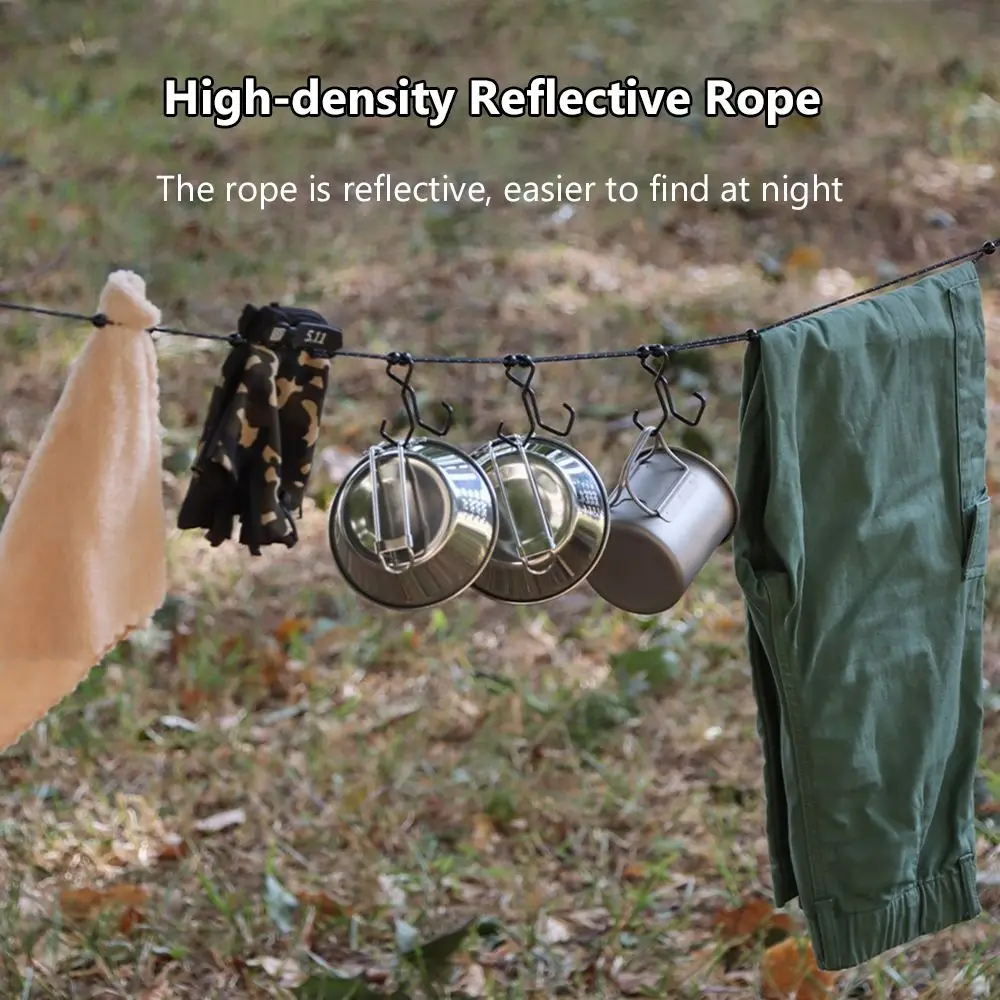 Portable 3M Clothing Clothesline for Outdoor Retractable Adjustable Laundry Dryer Clothes Rope Windproof Reflective Rope 4
