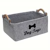 1pc Felt Pet Toy Box, Dog Toy Box, Storage Basket Chest Organizer For Organizing Pet Toys, Blankets, Leashes And Food 3