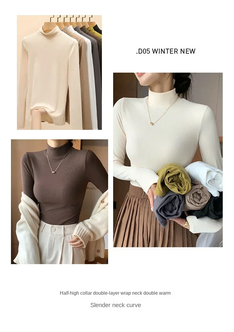 Women Autumn Winter Turtleneck Sweater Vintage Solid Basic Knitted Tops Casual Slim Pullover Korean Fashion Simple Chic Jumpers