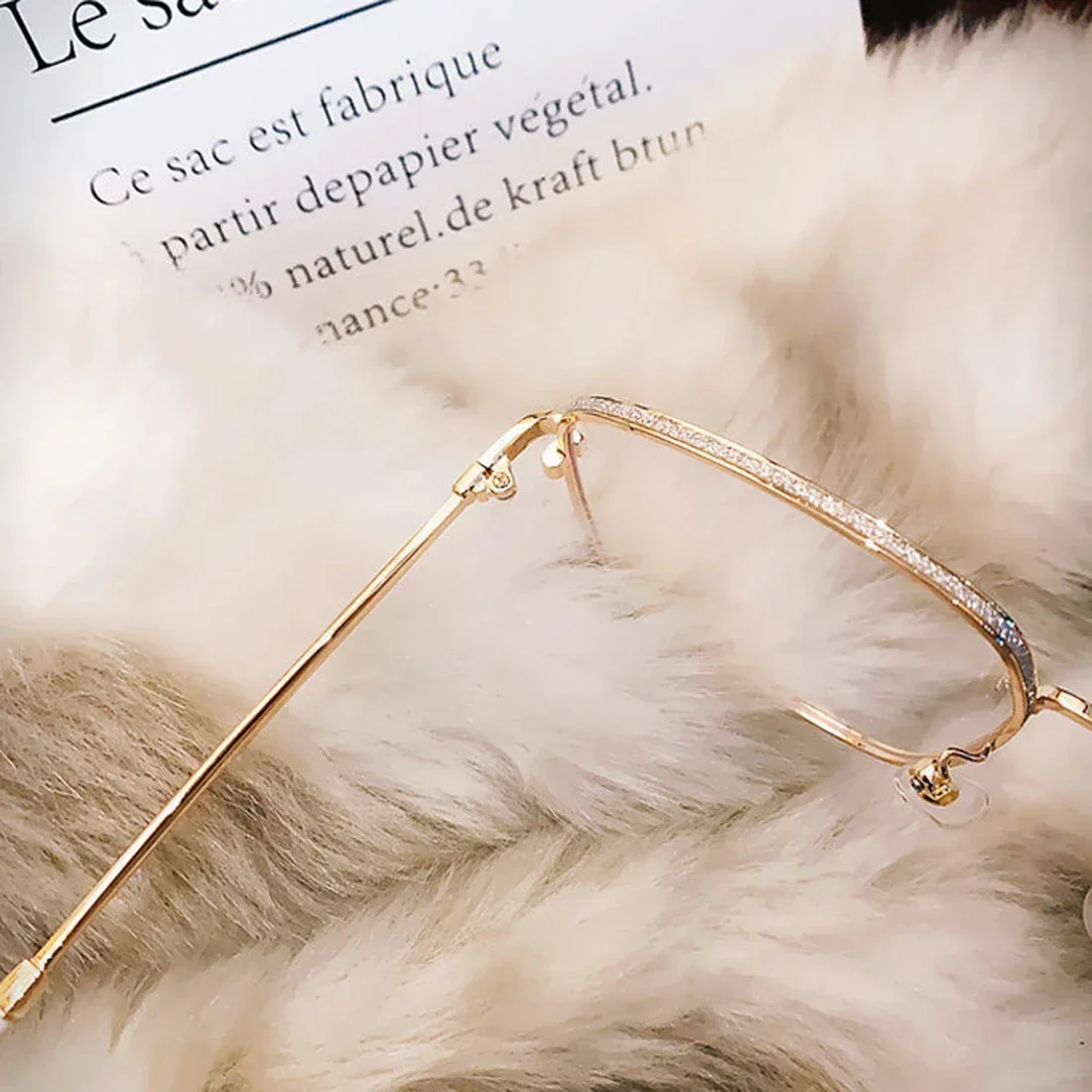 Vintage Big Square Metal Glitter Frame Glasses Anti Blue Light Women Elegant Fashion Optical Eyewear Eyeglasses