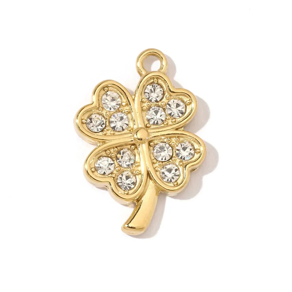 3pcs/Lot Trendy Stainless Steel Crystal Clover Four-leaf Lucky Charms Compass Ancient Coins Necklace DIY Small Pendant 5