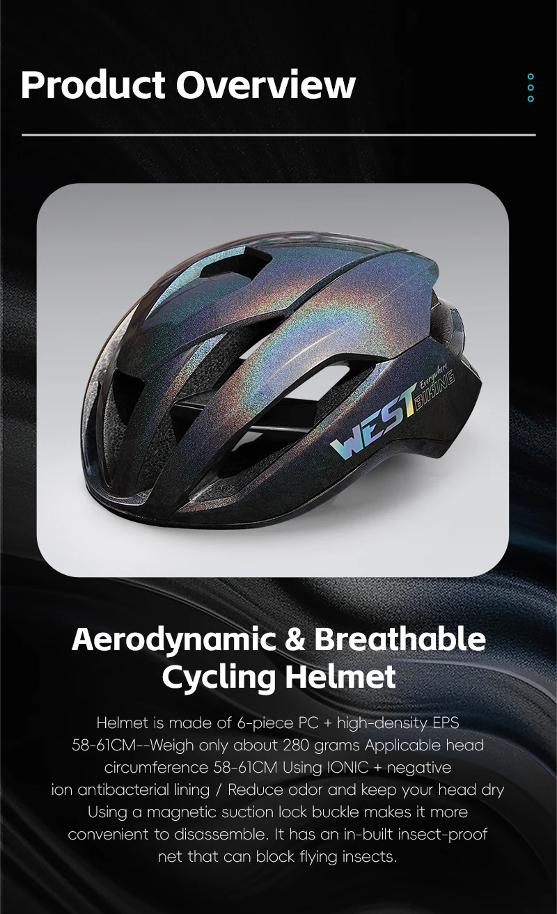 WEST RADFAHREN Fahrradhelm Breakwind Luftbelüftung Ultraleichter Fahrradhelm Sicherheitsschutz Männer Frauen MTB Rennrad Helm – Detail 2