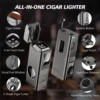 Cigar Lighter 4 Jet Flame Cigar Lighters with Cigar Cutter Cigar Accessories Cigar Draw Enhancer Windproof Refillable Butane 2