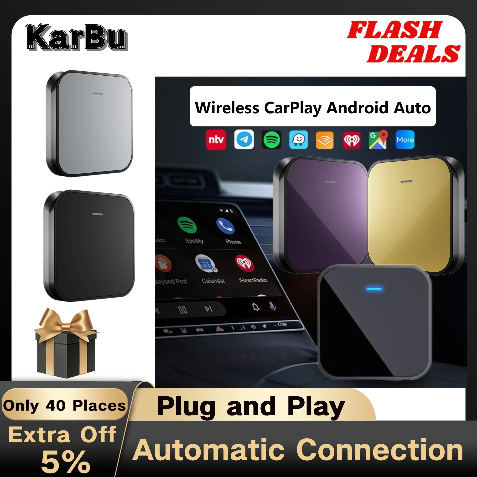 Apple Carplay Wireless Android Auto Adapter Mini Ai Box Streaming