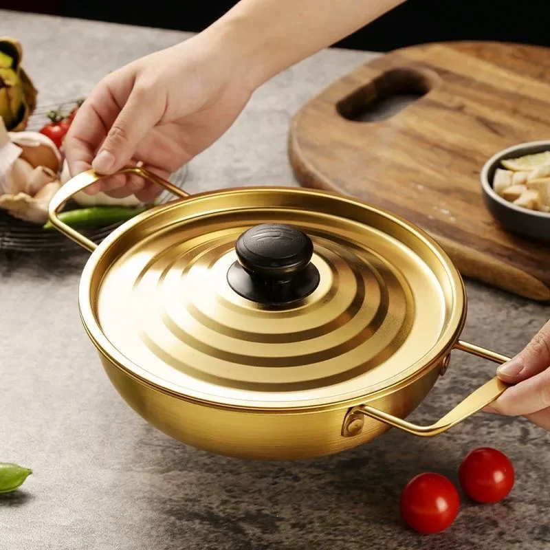 Stainless Steel Cookware Saucepan Dry Pots with Handle Home Cooking Paella Pan Seafood Rice Pot Picnic Snack Plates