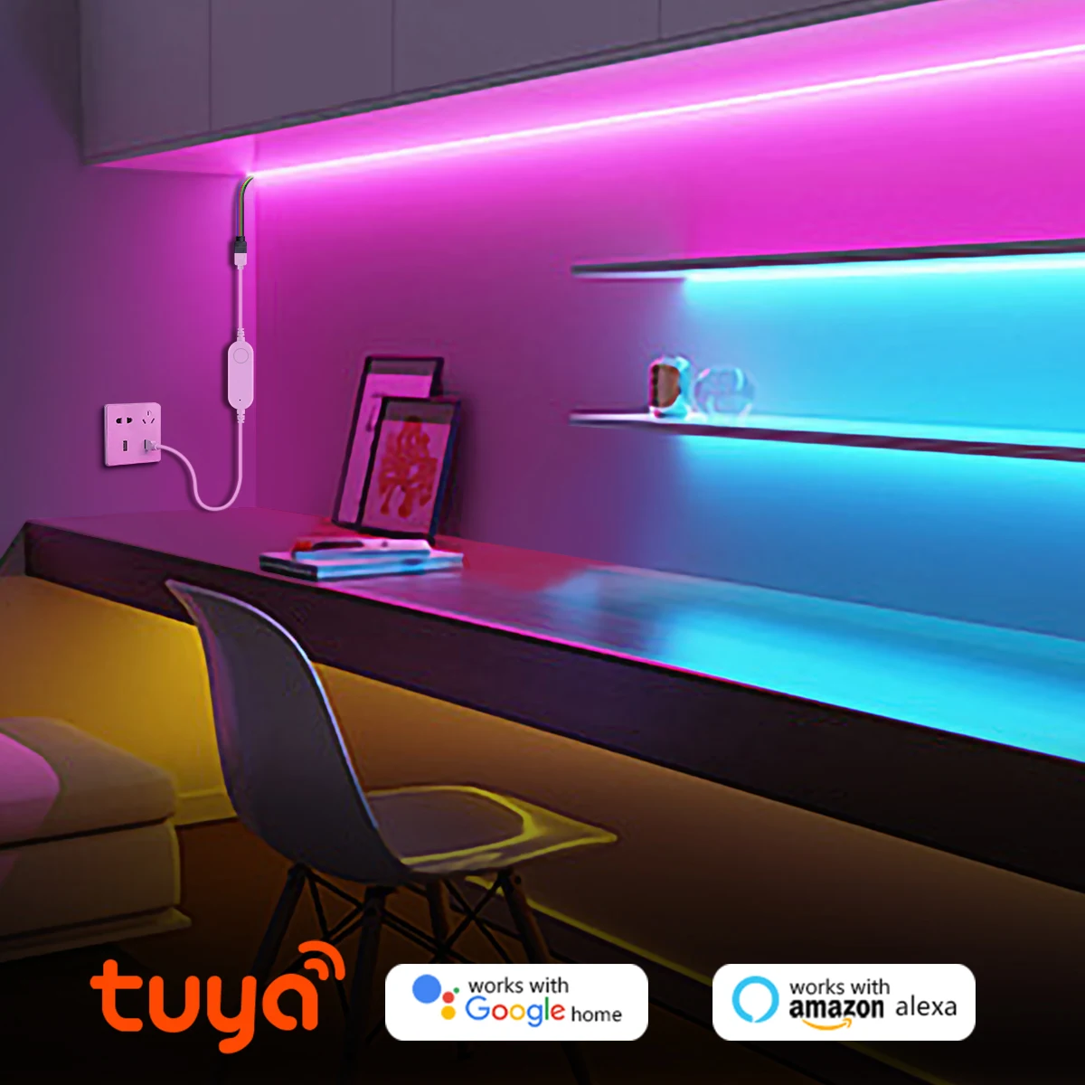 USB 5V Tuya Smart WiFi COB RGB LED Strip Light Dimmable LED Tape Ribbon 576LEDs/M TV BackLight Kitchen Cabinet Room Desk Decor led strip light