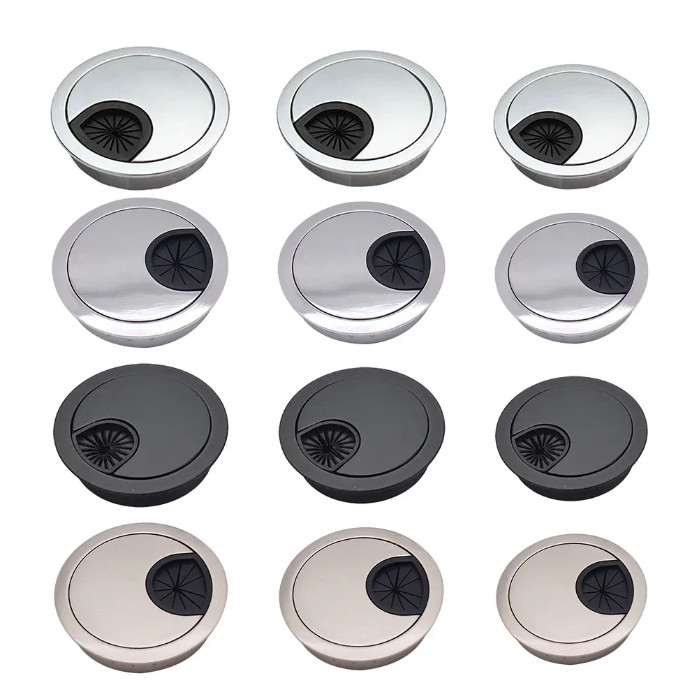 Optimize Your Desk Space with our Desk Metal Grommet Table Cable Tidy Wire Hole Cover, Silver Color, 60mm Size