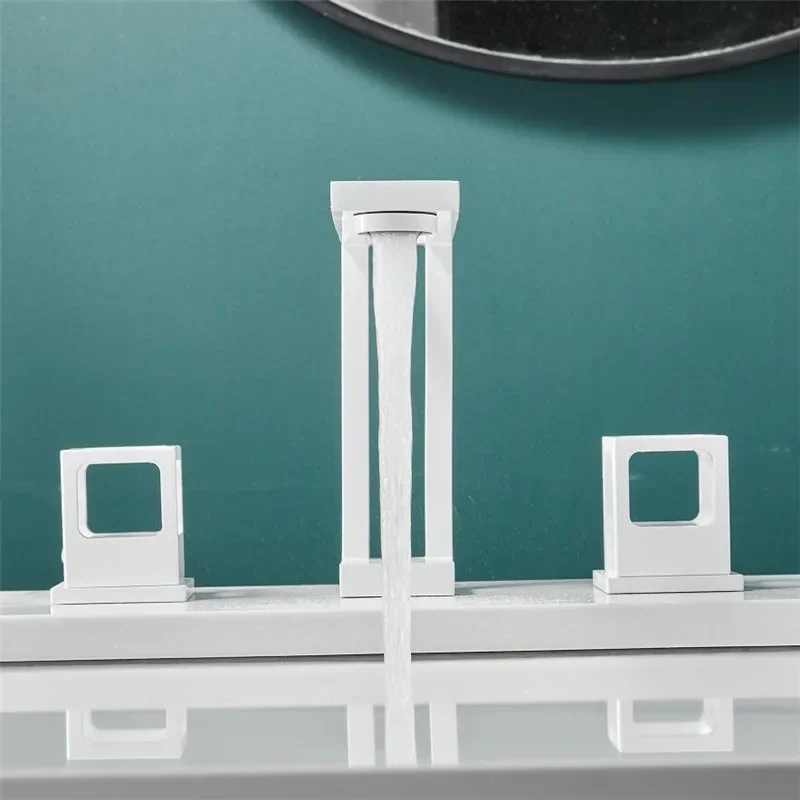 Description Picture 6 of itemBasin Faucet Black Brass Widespread Bathroom Sink 3 Hole Widespread Basin Mixer Double Handle Hot  Cold Water Tap