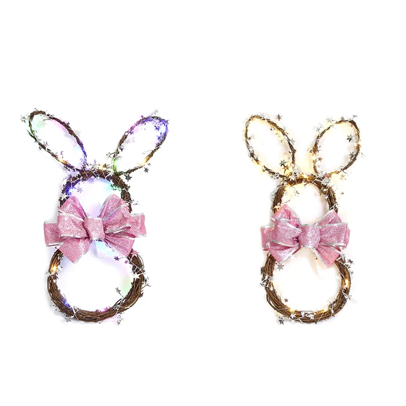 

Easter Bunny Spring Wreath Blossom Rabbit Garland Artificial Wreaths For Front Door Decor