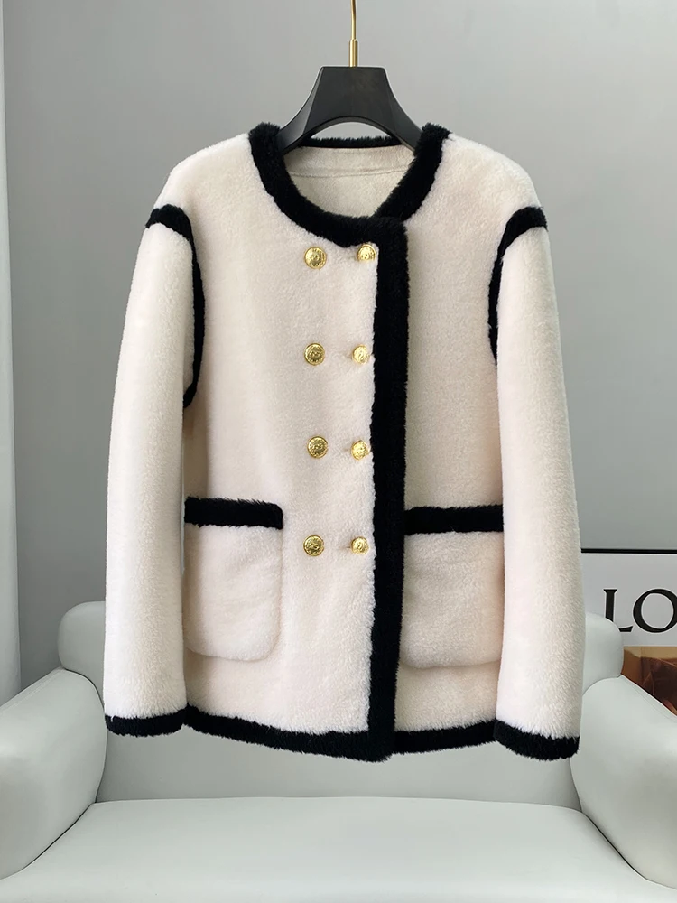 

Haining 2023 Winter New Lamb Fur Grass Coat Women's Short Fragrant Wind Sheep Cut Fleece Coat with fur and fur in