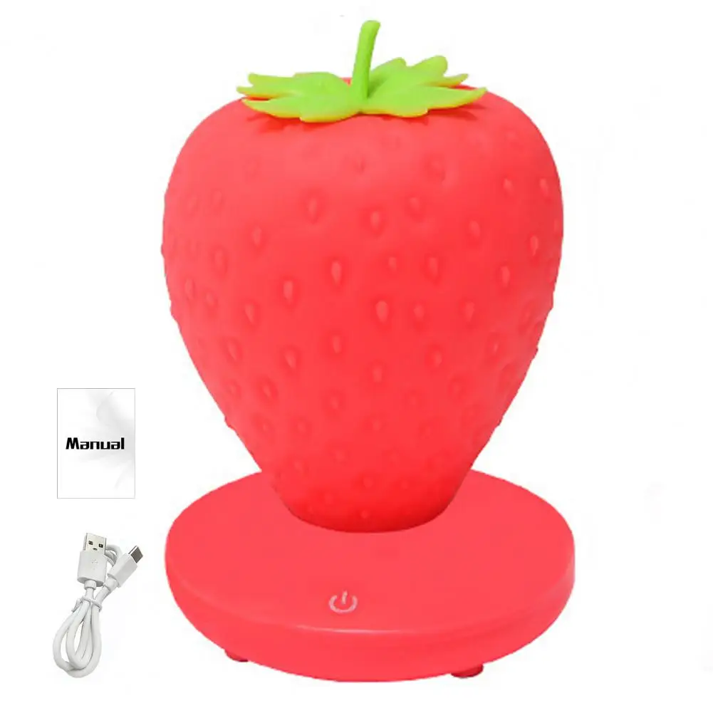 

Bedroom Strawberry Night Light Dimmable Flicker-Free USB Rechargeable Creative LED Bedside Lamp Desktop Decoration