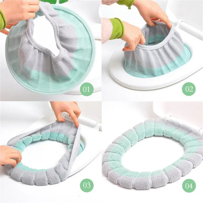 1/2Pcs Universal Bathroom Toilet Seat Cover High Quality Acrylic Soft Warmer Washable Mat Cover Pad Cushion Seat