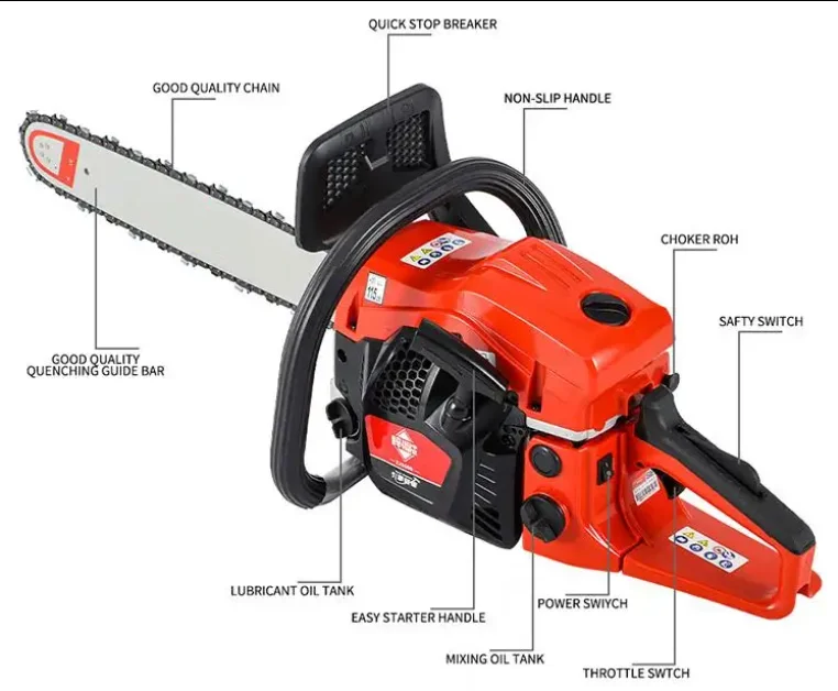 Handheld Garden Pruning Electric Pruning 2 Stroke Chain SawInch Chain Saw Cutter With Guide BarHigh Power Saw