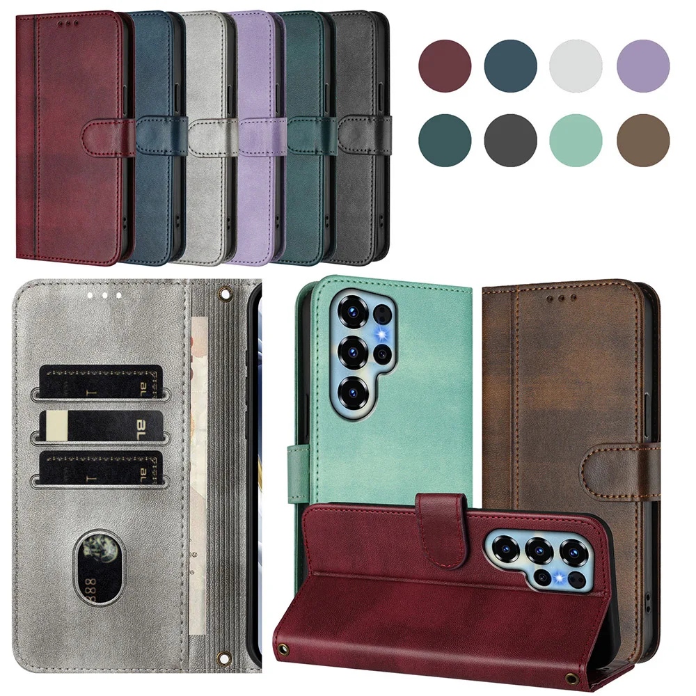 Vintage Leather Flip Phone Wallet Case with Stand Cover