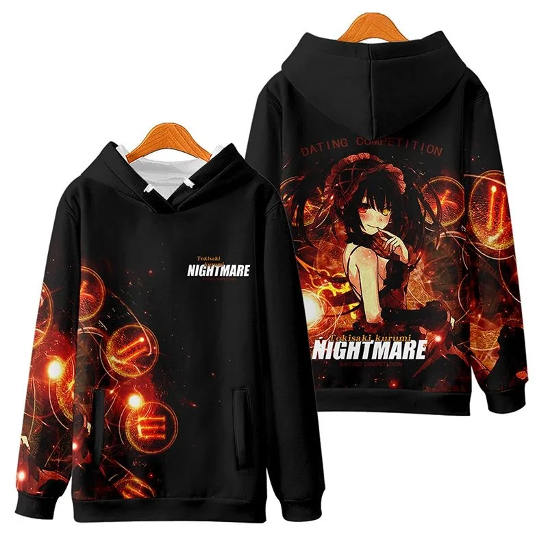 トップス kurumi Tokisaki Kurumi Cosplay Unisex Hood Hoodie Long Sleeves Tops Men