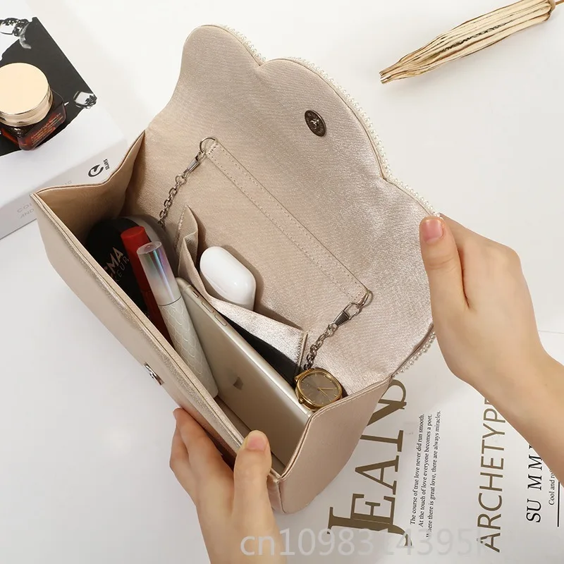 Borsa a tracolla elegante con pochette in tinta unita, borsa per cosmetici e telefono da donna, per matrimoni, banchetti, feste, alla moda e chic - immagine 5