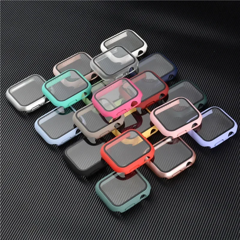 Premium Tempered Glass & Protective Case Set for Apple Watch - Screen Protector & Bumper Accessories