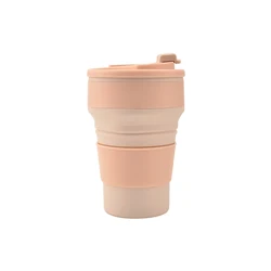Compact Silicone Collapsible Cups with Lid - 12 Oz Reusable Portable Travel Mugs (500ml Pink)
