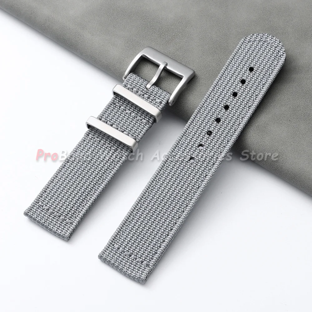 Rugged Canvas Watch Band - Two-Piece Ribbed Nylon Strap