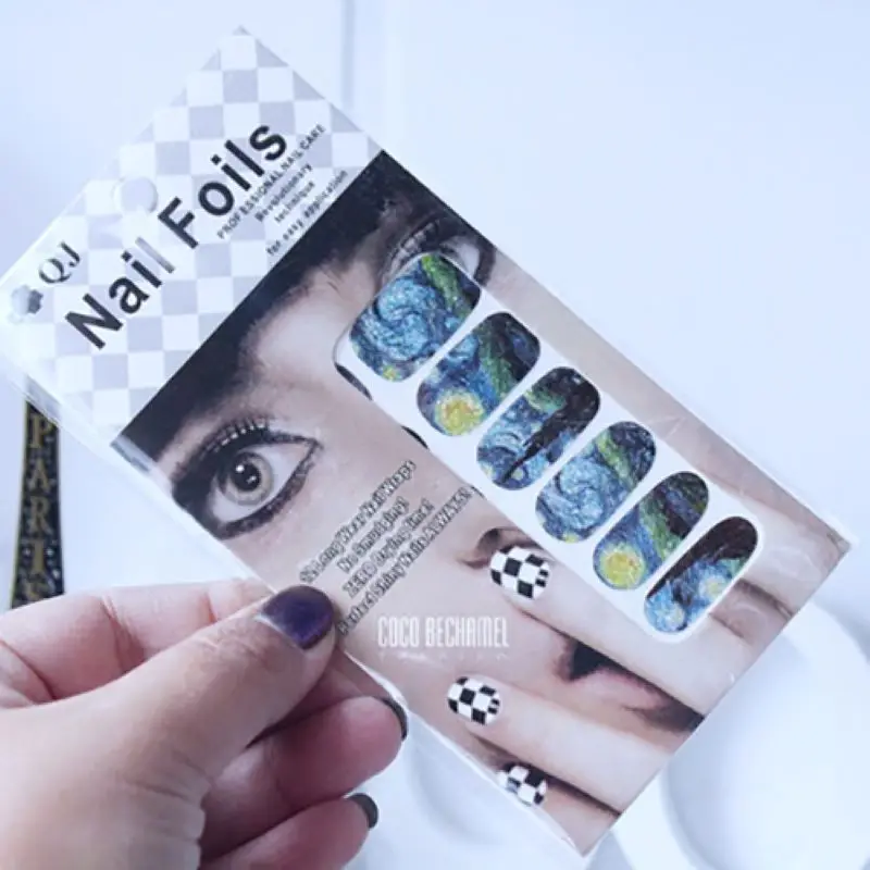 14Tips/Sheet Nail Wraps Van Gogh's Sky Nail Art Decals DIY Beauty Manicure Decoration Stickers Nail Tattoo 6