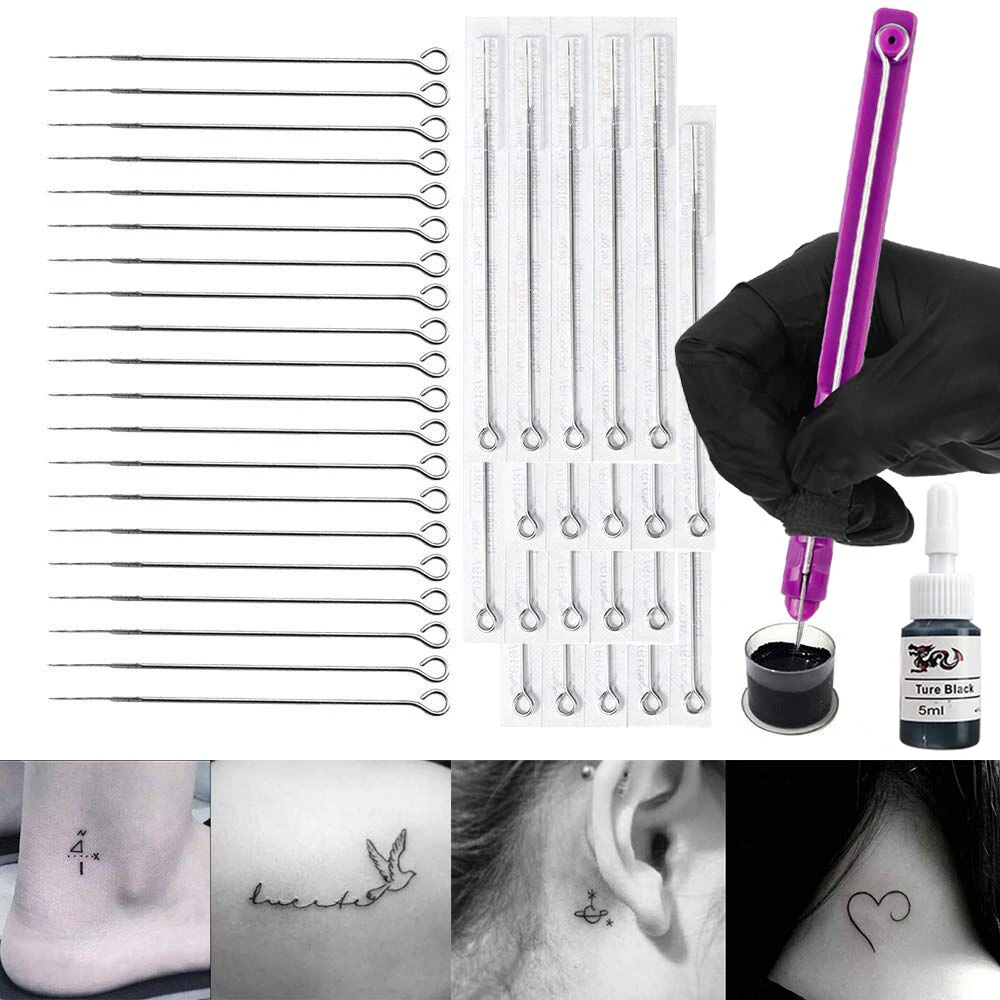 3D Hand Poke und Stick Tattoo Kit DIY Tattoo Tinte Nadeln Set Tattoo Kit  Hand Poke Stick für Tattoo Anfänger Körper kunst Praxis - AliExpress, image size:1000x1000