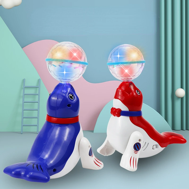 New Top Ball Sea Lion Dolphin Electric Popular Toys Children's Universal Rotating Light Music Projection Dancing Children's Toys