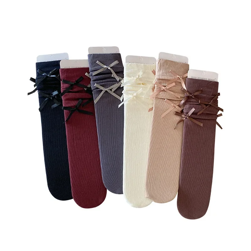 1 Pair Cute Fashoin Kids Legging Stocking Sock School Korean Fashion Bow Knee High Sock Children Spring Autumn Soft Cotton