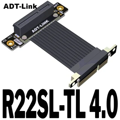 Vertical Double Elbow Riser PCI-E X4 to X4 90 Degree Upright Right Angle Extension Cables for PCI Express 4.0 X4
