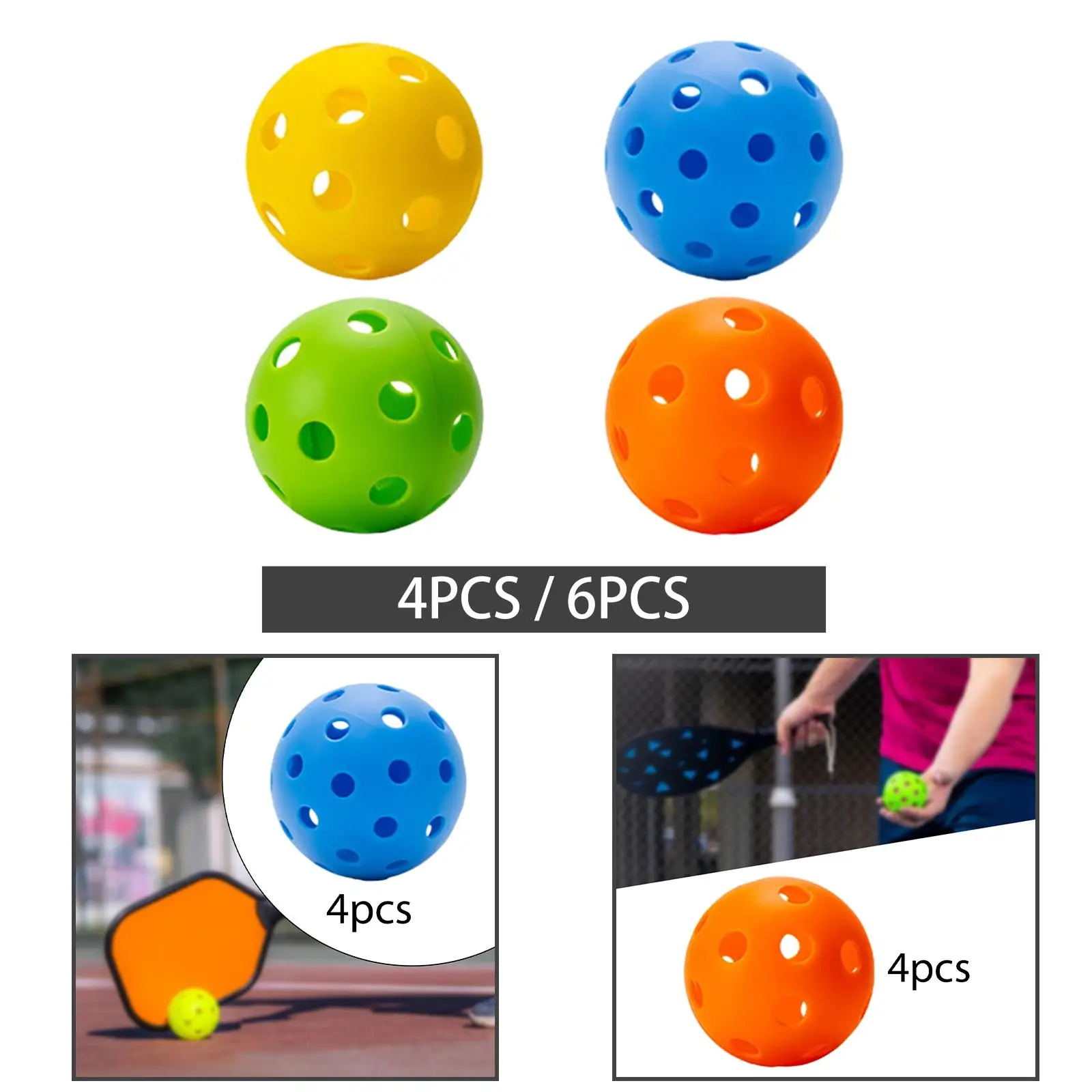 Indoor Pickleball Balls 26 Holes Hard Hollow Ball for Pickleball Accessories