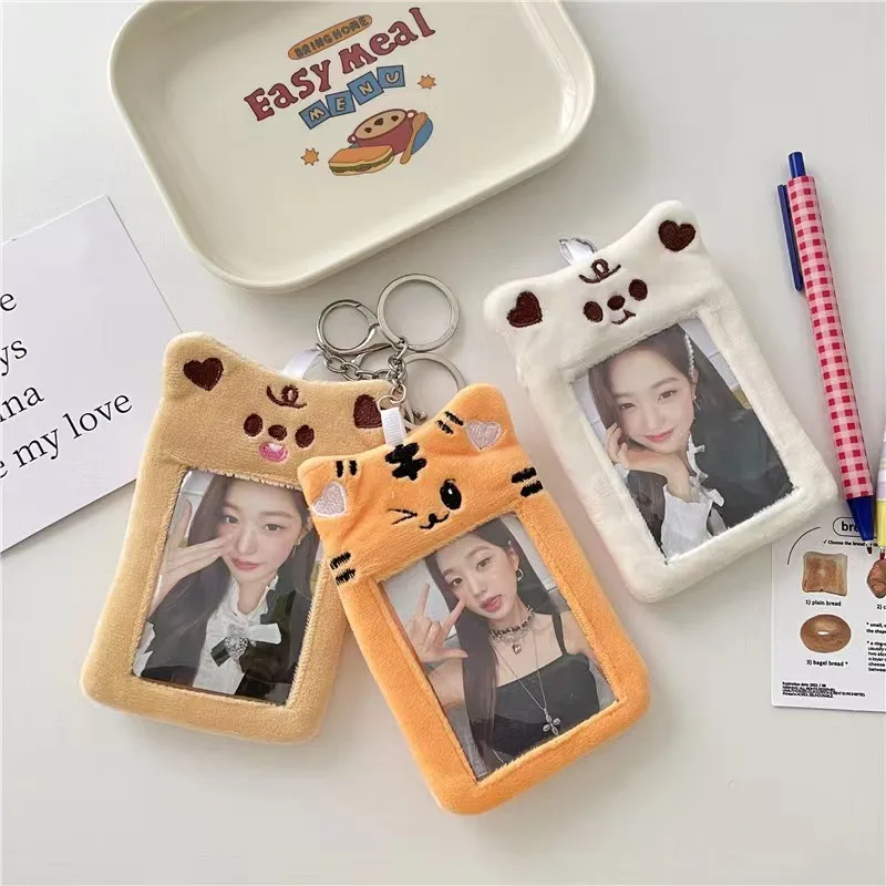 

Cute Cartoon Characters Plush Kpop Album Card Holder Bus Card Bank ID Card Protective Display Sleeves Students Bag Pendant Gift