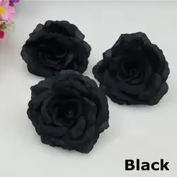 Elegant Deep Purple Silk Rose Flower Heads - 10PCS Set for DIY Decoration & Celebrations (Black)