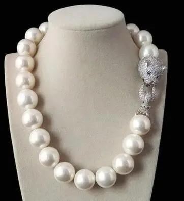 

Tremendous Sweater chain Beautiful Huge Genuine 16mm White 14mm black South Sea Shell Pearl Necklace jewelry 45cm