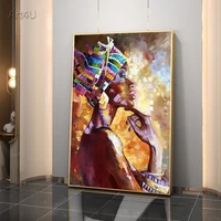 African Woman Portrait Oil Painting on Canvas Wall Art Posters Prints Scandinavian Wall Picture for Living Room Home Cuadros 2