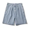 Wide Baggy Denim Shorts Men Summer Thin Solid Color Casual Loose Knee-length Pants Male Jeans Shorts Streetwear 6