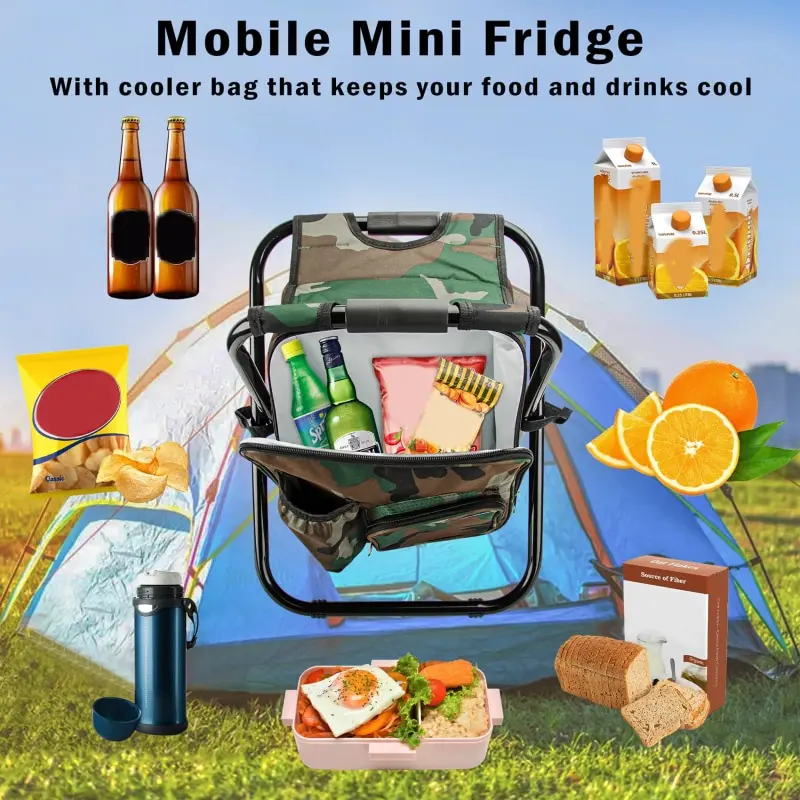 

Outdoor Folding Stool Multifunctional Portable Ice Bag Stool with Insulation Bag Fishing Stool Beach Chair Lightweight Stool