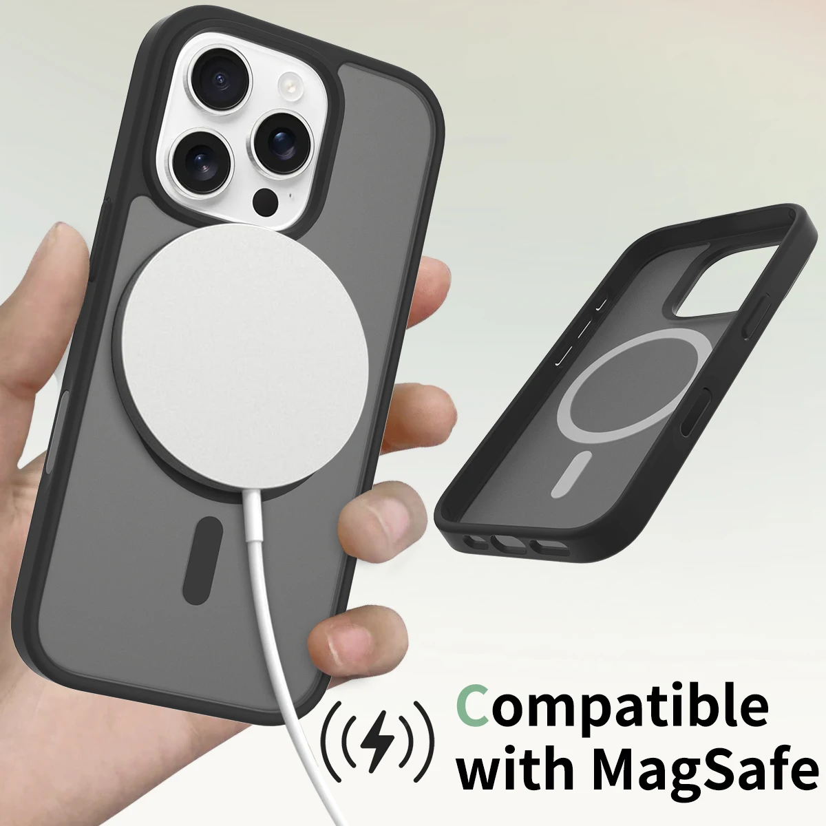 thumbnail image 2 of MAKAVO IPhone 16 Pro Case With Camera Control Button & MagSafe - Military-Grade Protection, Slim Translucent Cover (Black) 2 of 6