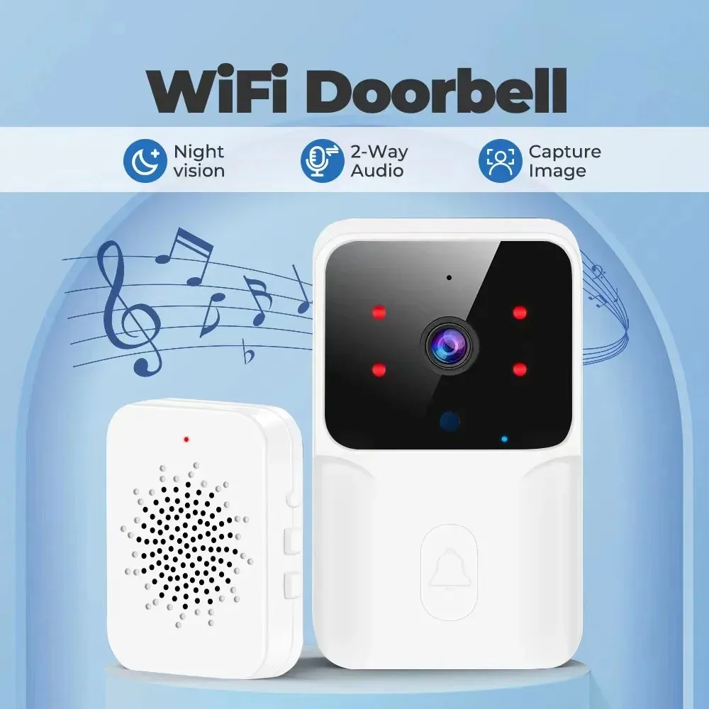 WiFi Doorbell Home Tuya WiFi Wireless Doorbell DC AC Battery Powered Camera Bell with Alex Google Bundle Video Doorbell Camera
