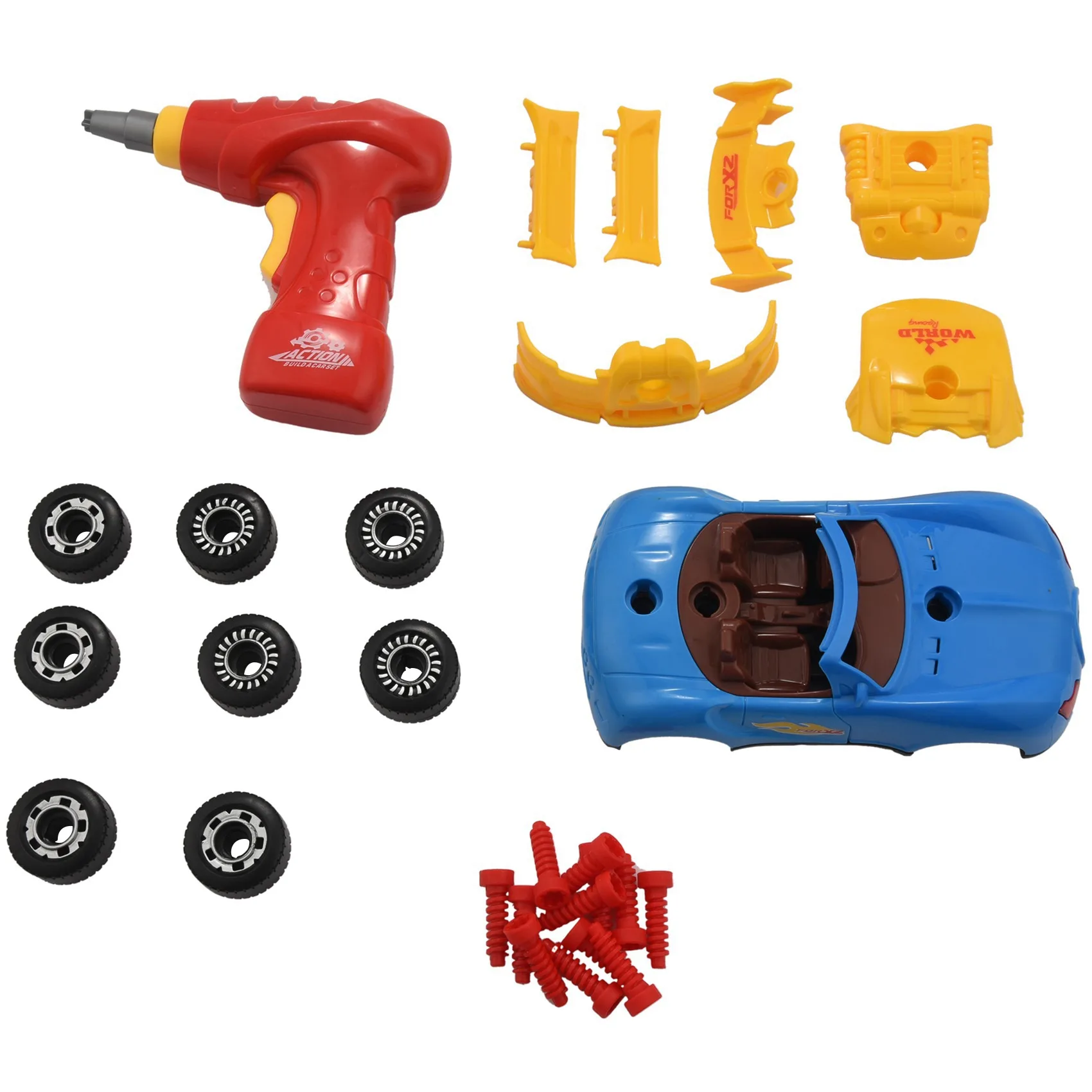 Baby-30Pcs 어린이 Diy 레이싱 장난감 전기 드릴 분해 장난감 자동차 조립 분해 장난감 어린이 실습 나사 자동차