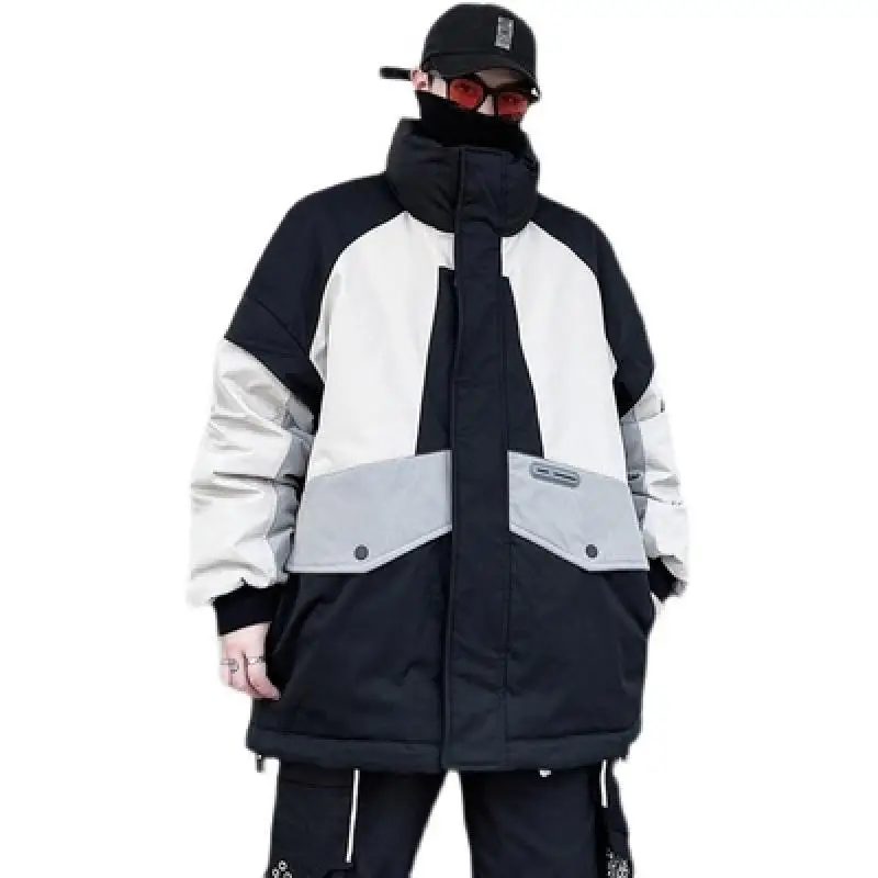 

Красивая модная мужская куртка, теплые парки в стиле пэчворк, уличная одежда для мужчин, повседневные толстые стеганые куртки, мужская пуховая куртка в стиле хип-хоп