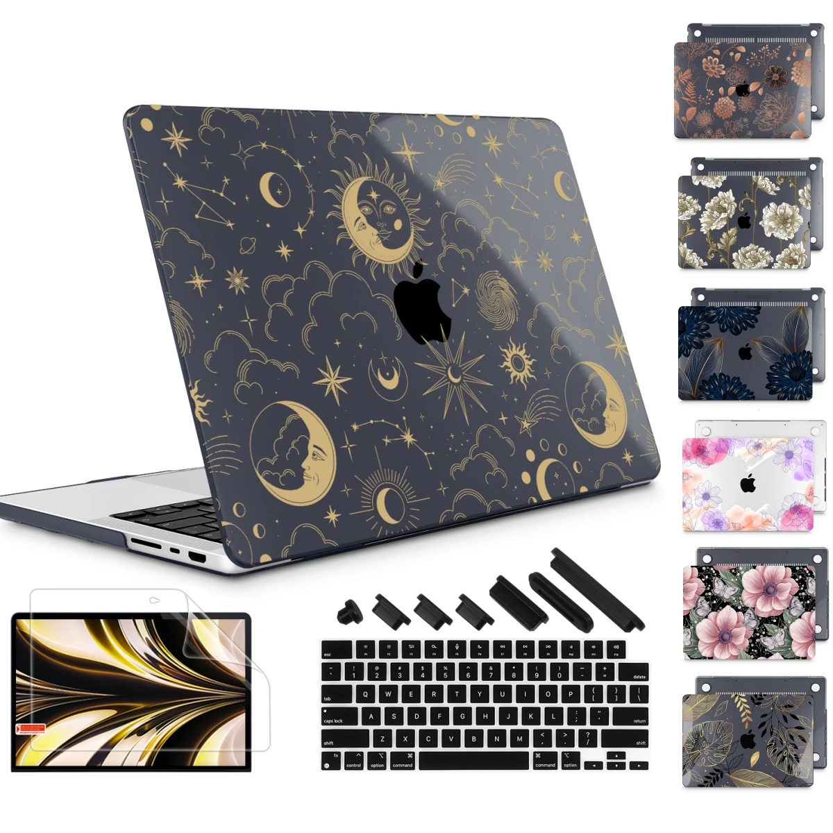 

Astrology Black crystal case for MacBook Pro 14 16 2024 M3 Air 15 A2941 A3114 Air 13 A3113 A2681 M2 M1 A2337 2023 2022 A2338