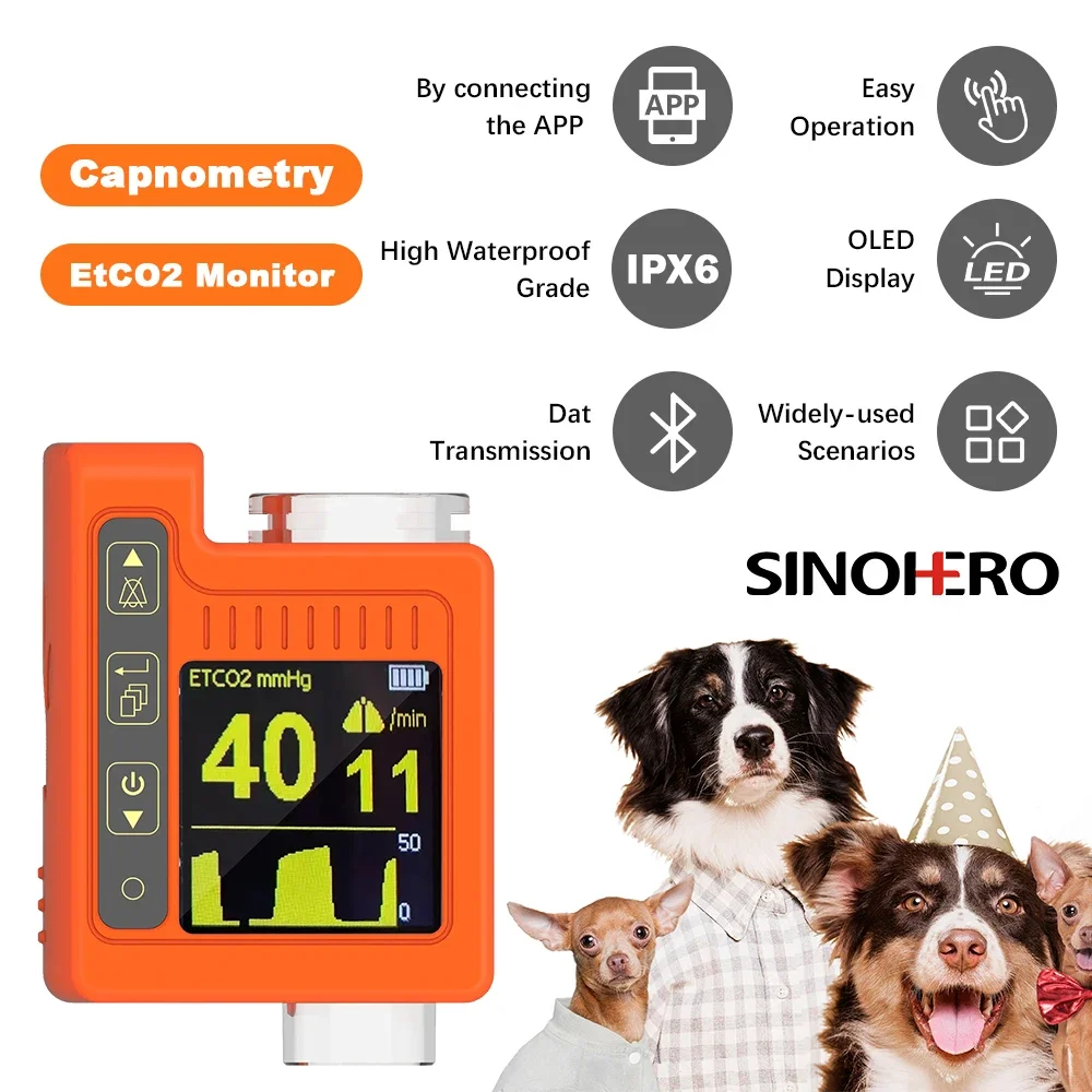 Veterinary Expiratory Carbon Dioxide Monitor Capnography ETCO2 Monitor Sensor Fo