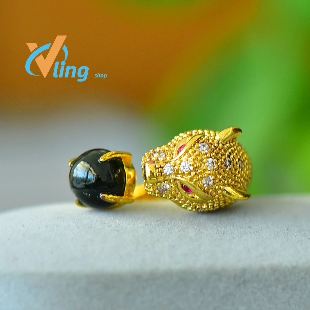 

Fashion Handwear Women's Copper Inlaid Hotan Jade Jade Overnight Rich Exquisite Luxury Ring Gift Vintage Opening Adjustable