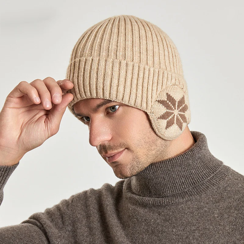 Men's And Women's Winter Warm Knitted Wool Hat With Thick Velvet Outdoor Cycling Ear Protection Toe Cap Holiday Gift_voghion.com