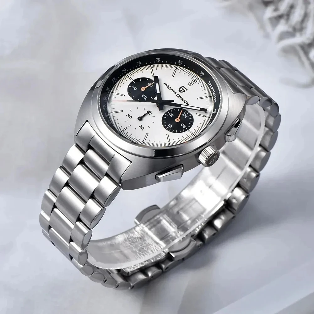 

PAGANI DESIGN New Luxury Panda Dial Man watch AR Sapphire 100M Waterproof Sport Chronograph VK64 Stainless steel Men's watches