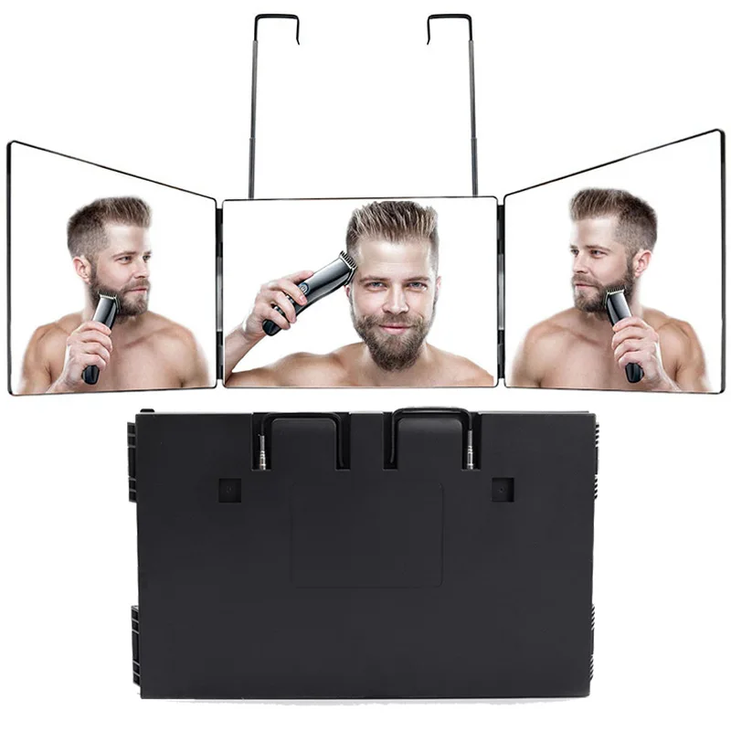 New3WayMirrorforSelfHairCutting360TrifoldBarberMirrorstoSee
