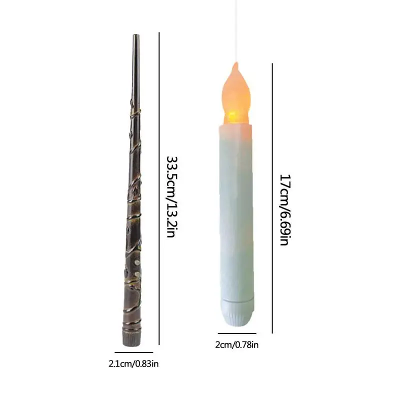 12Pcs Flameless Candles with Magic Wand Remote Floating Taper Candles Halloween Decorations Battery Operated Hangings Candles